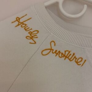 Lucky Brand White Sweater with Gold Embroidery